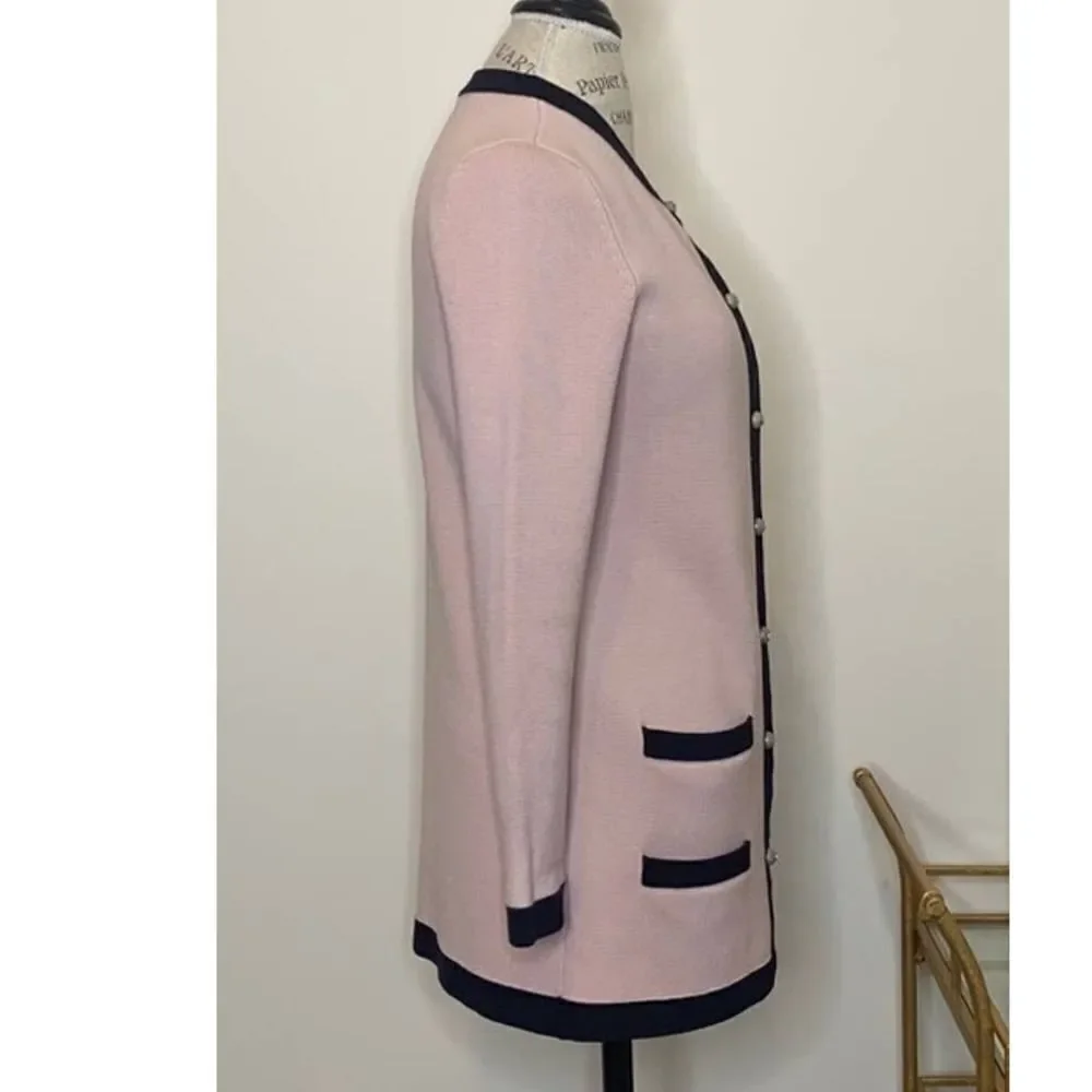 TORY BURCH EUC Kendra Pearl Button Sweater Wool Jacket MEDIUM